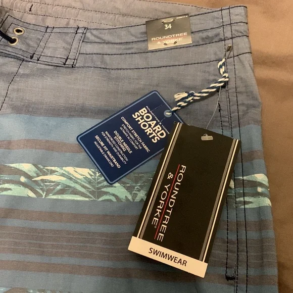 ROUND TREE & YORKE MENS BOARD SHORTS SIZE 34 NWT SWIMWEAR - Picture 2 of 9